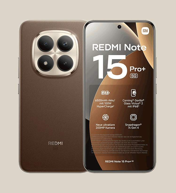خرید موبایل شیائومی Redmi Note 15 Pro Plus 5G رم 12 حافظه 512 گیگابایت | قهوه ای
